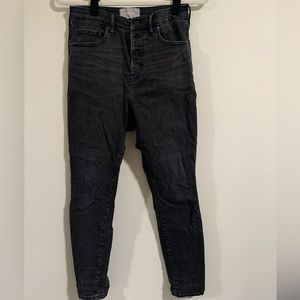 Black High Rise Button Fly Jeans